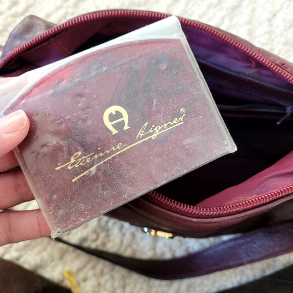 Etienne Agner Burgundy Leather Crossbody Purse - Picture 7 of 10